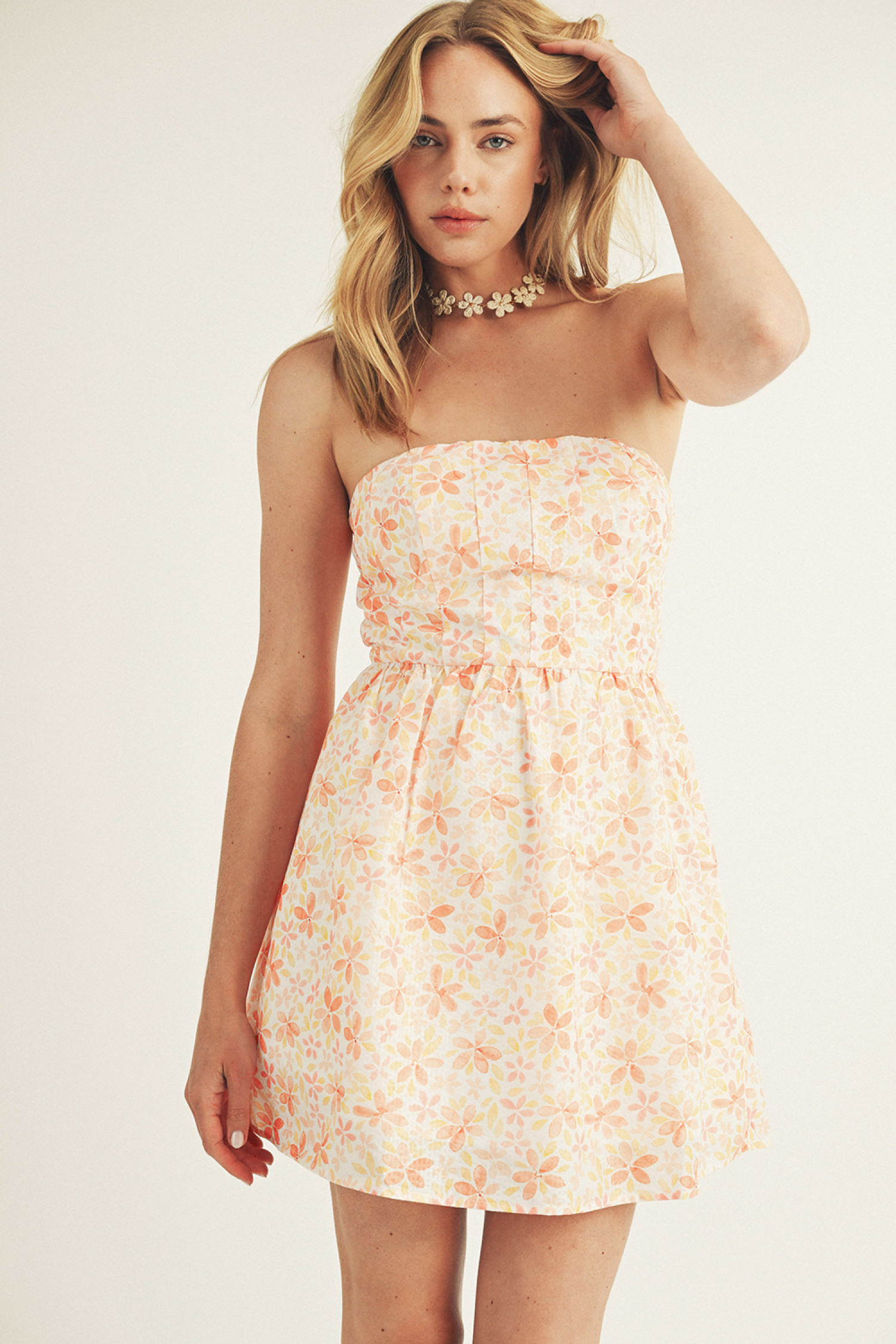 JD6360-WHITE/ORANGE FLORAL