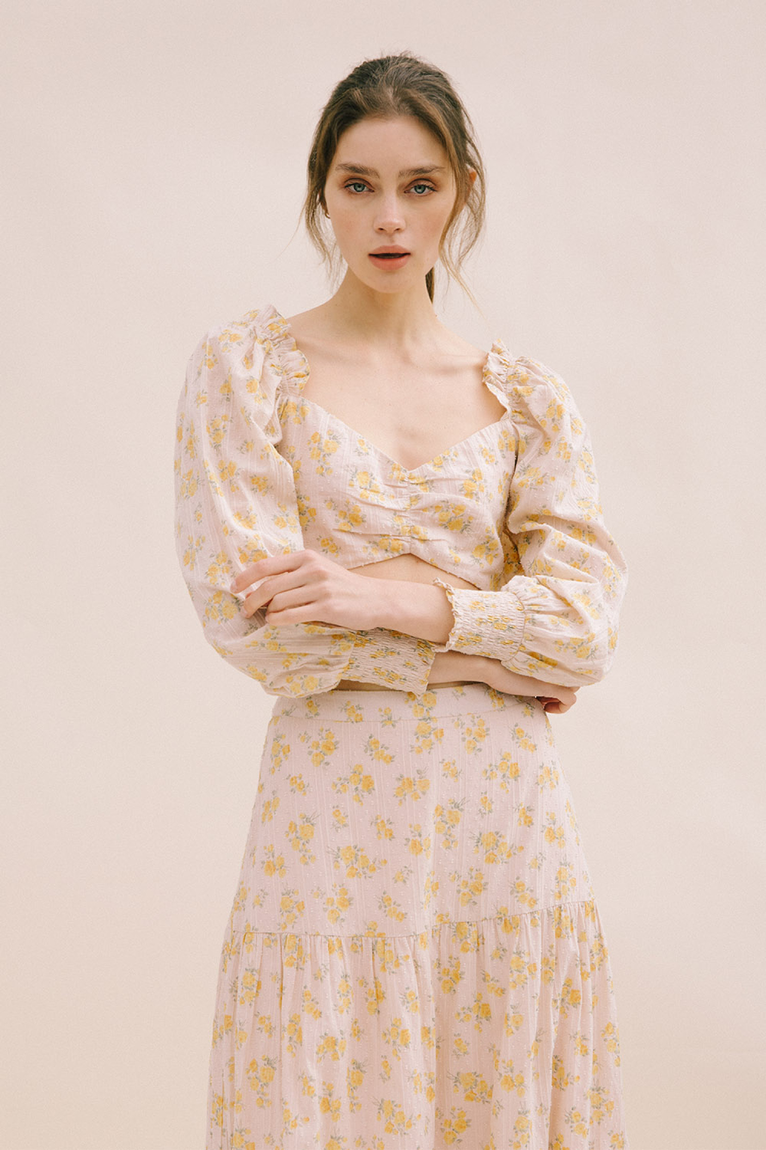 JS3544-BEIGE YELLOW FLORAL